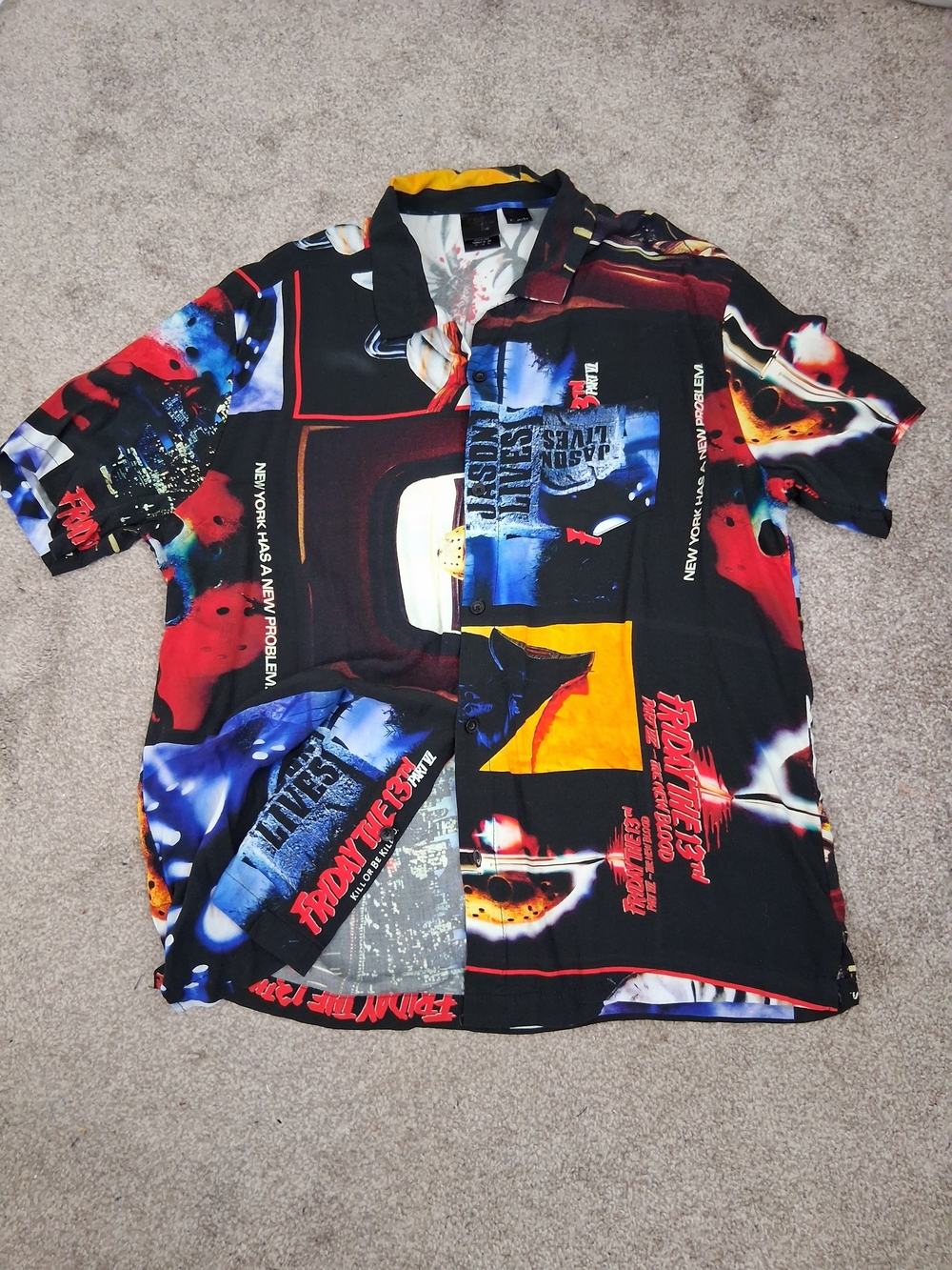 Abstract Multicolor Short-Sleeve Polo Shirt - Black Multi